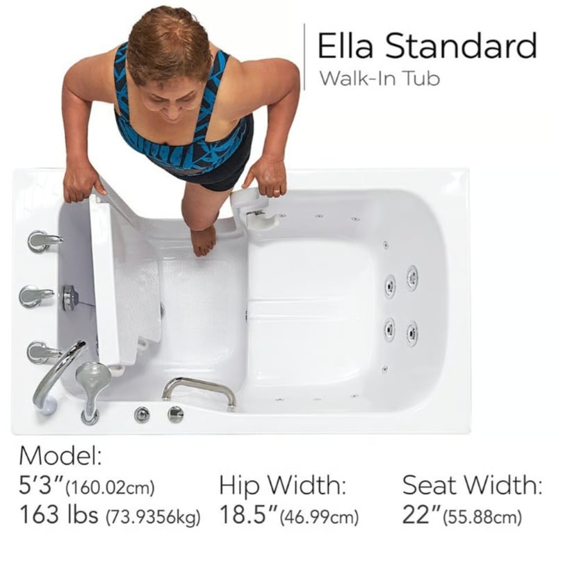 Clearance Ella Standard 30″x52” Acrylic Hydro Therapy Massage Walk In Bathtub, RH door and drain, serial #00354 - Image 3