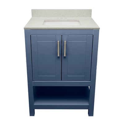 Meuble sous-vasque simple Taos avec plan en marbre reconstitué ou en pierre de quartz -