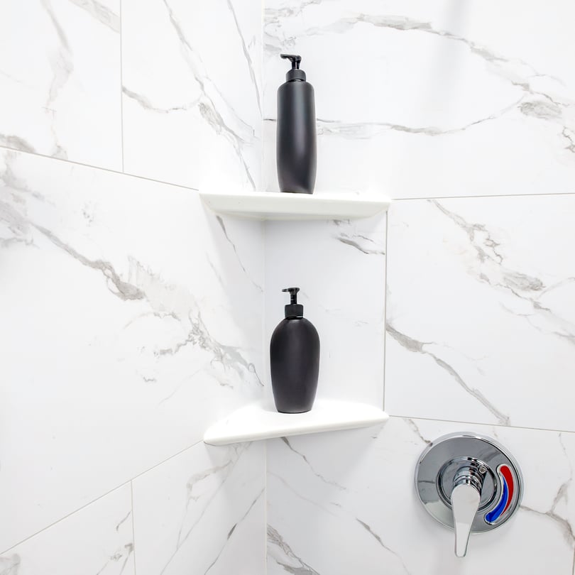 Acrylic Corner Shower Shelf Glossy White - Image 6