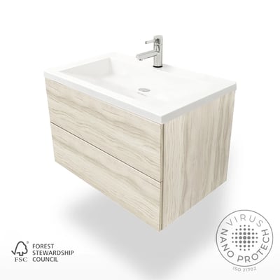 Mueble de baño moderno flotante Air con encimera de mármol cultivado 30″x19″.
