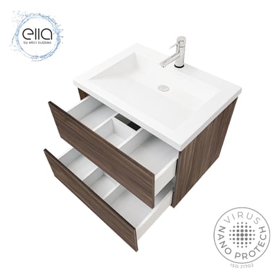 Meuble-lavabo moderne suspendu avec plan vasque en marbre de culture 30″x19″ -
