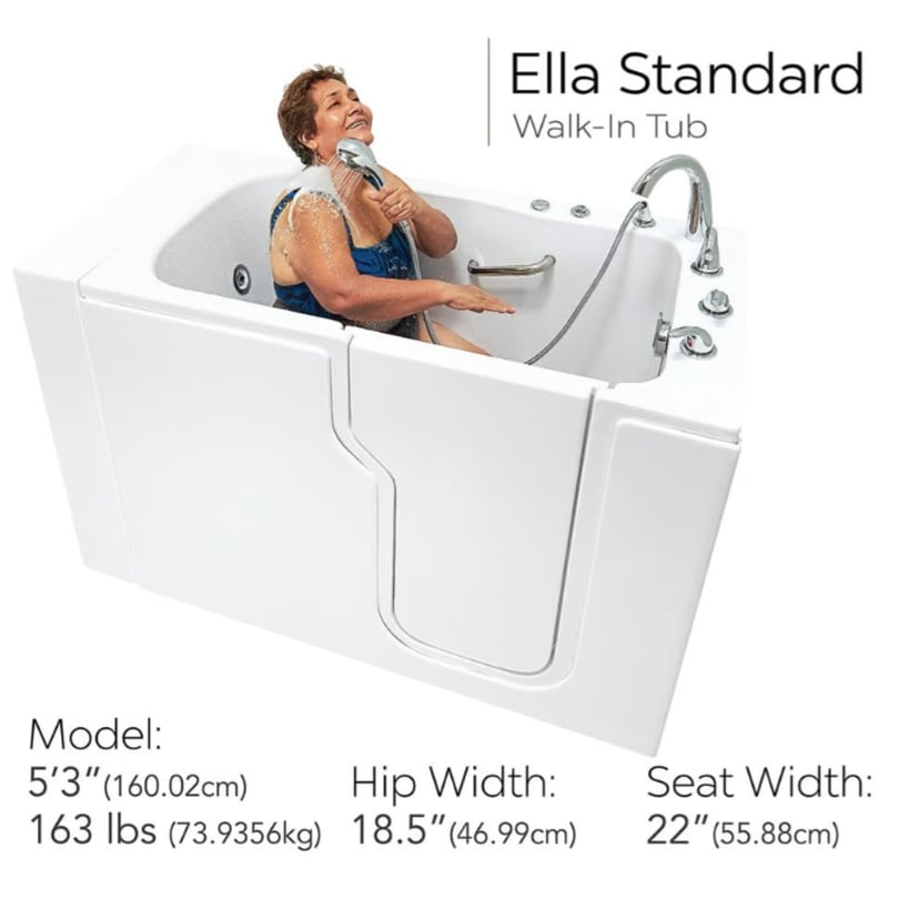 Bañera de hidromasaje acrílica estándar Ella de 30″x52" - Image 2