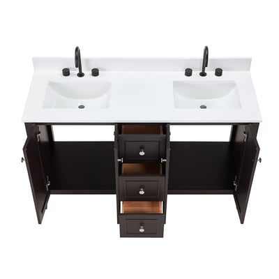 Meuble-lavabo moderne Lille avec plan en quartz blanc massif -