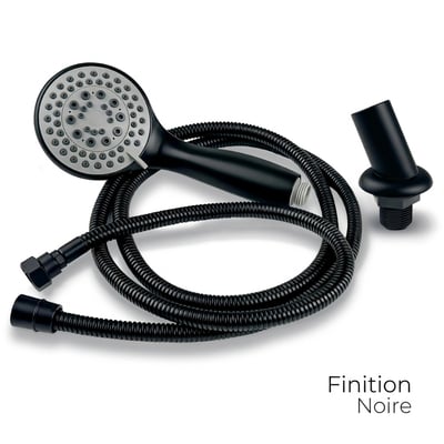 Ensemble de robinet à remplissage rapide 5 pièces pour baignoire à porte Ella avec bec incurvé et poignées à levier finition noir mat