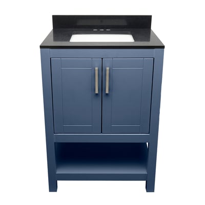Meuble sous-vasque simple Taos avec plan en marbre reconstitué ou en pierre de quartz -