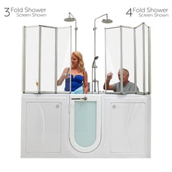 4-Fold Tempered Glass Shower Screen Bath Screen for Walk-In Tubs - |