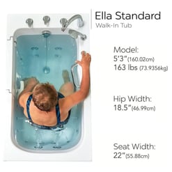 Ella Standard 30″x52” Acrylic Hydro Therapy Massage Walk-In Bathtub RH door and drain. serial #0004 - |