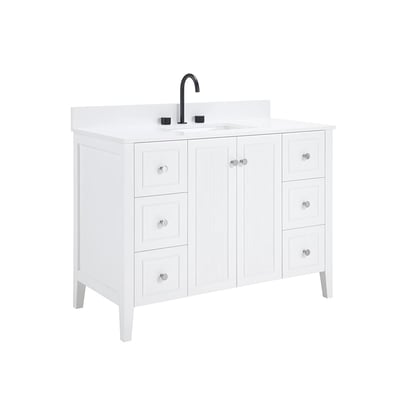 Meuble-lavabo moderne Lille avec plan en quartz blanc massif -