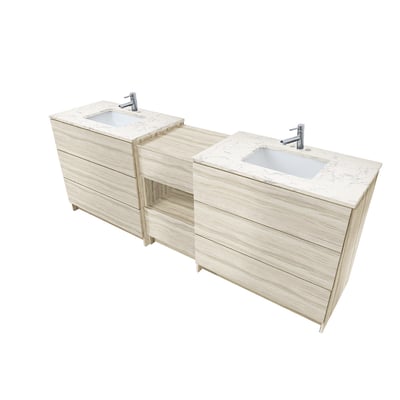 Combinación de lavabo moderno Element de pie de 92" y 102" con encimera de cuarzo -
