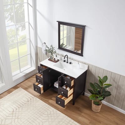 Meuble-lavabo moderne Lille avec plan en quartz blanc massif -