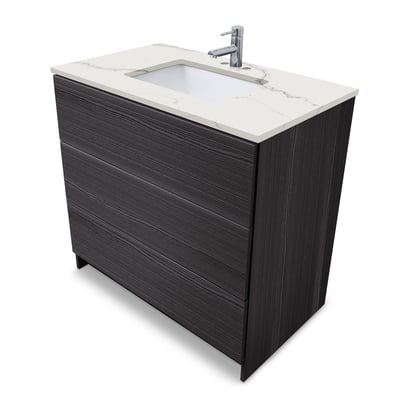 Mueble de baño moderno Element de 36″ con encimera de cuarzo y lavabo bajo encimera -
