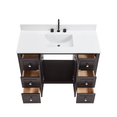 Meuble-lavabo moderne Lille avec plan en quartz blanc massif -