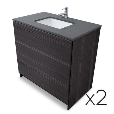Combinación de lavabo moderno Element de pie de 92" y 102" con encimera de cuarzo -