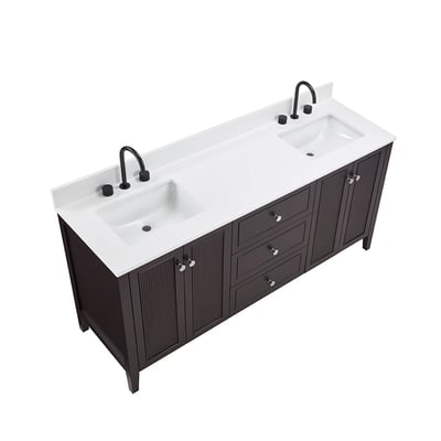 Meuble-lavabo moderne Lille avec plan en quartz blanc massif -