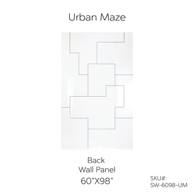 Ella's Bubbles Urban Maze CNC engraved acrylic back wall panel 60x98 inches with geometric stepped pattern