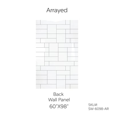 Arrayed CNC engraved acrylic back wall panel 60x98 inches with mixed horizontal and vertical tile pattern