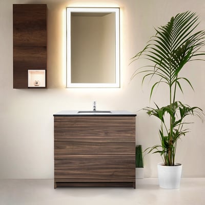 Mueble de baño moderno Element de 36″ con encimera de cuarzo y lavabo bajo encimera -