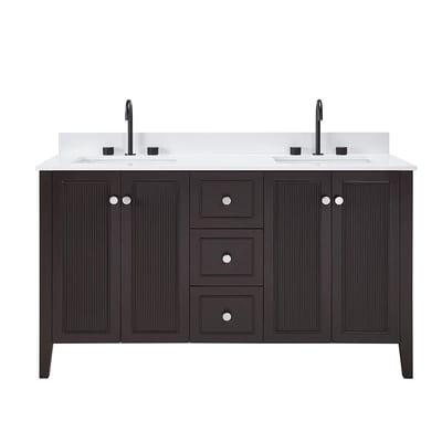Meuble-lavabo moderne Lille avec plan en quartz blanc massif -