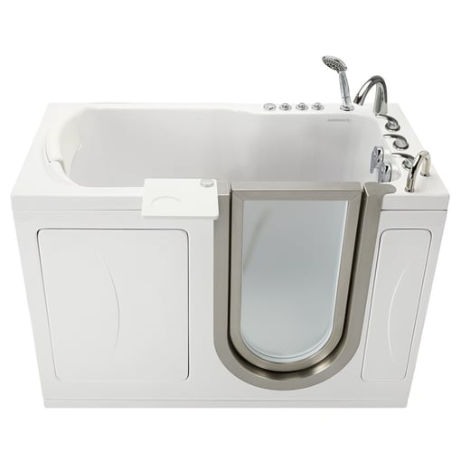 Petite Acrylic Walk-In Tub – 28″x52″ (71x132cm), Dual Drain Technology