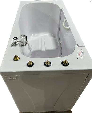 Ella Transfer60 wheelchair accessible walk-in bathtub with outward swing door, built-in seat, and brass jet fittings - 30x60 inch