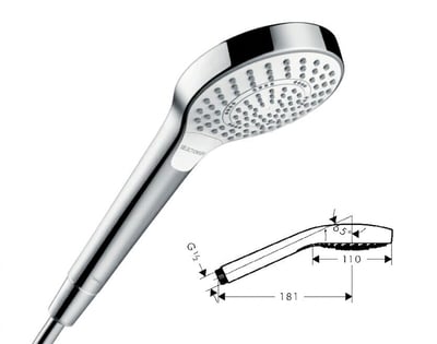 Douchette à main Hansgrohe Croma Select S 110 3 jets 20 Gpm 50 % de réduction
