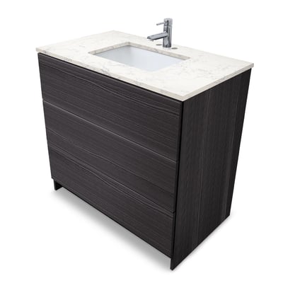 Mueble de baño moderno Element de 36″ con encimera de cuarzo y lavabo bajo encimera -