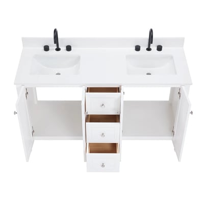 Meuble-lavabo moderne Lille avec plan en quartz blanc massif -