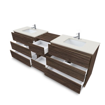 Combinación de lavabo moderno Element de pie de 92" y 102" con encimera de cuarzo -