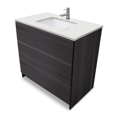 Mueble de baño moderno Element de 36″ con encimera de cuarzo y lavabo bajo encimera -