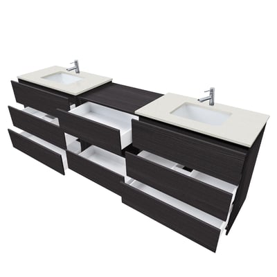 Combinación de lavabo moderno Element de pie de 92" y 102" con encimera de cuarzo -