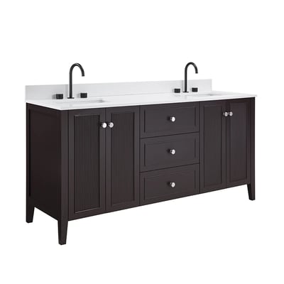 Meuble-lavabo moderne Lille avec plan en quartz blanc massif -