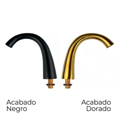 Comparación lado a lado de grifos de llenado rápido para bañeras con puerta en opciones de acabado negro mate y dorado