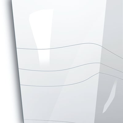 Primer plano del panel de pared de ducha de acrílico blanco brillante con detalle de textura ondulada del kit de pared de ducha de 3 piezas FlowState