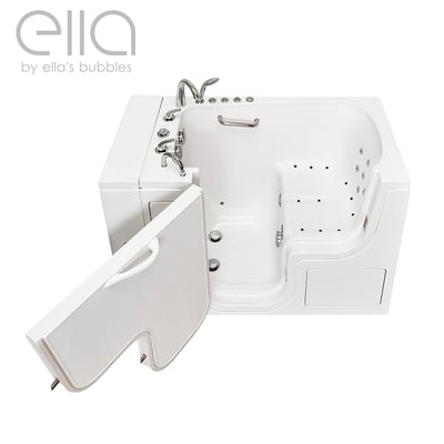 Ella's Bubbles Transfer walk-in tub with outward swing door open showing hydro and micro jet system with anti-slip floor