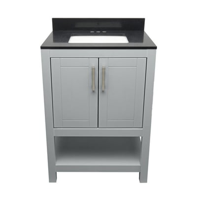 Meuble sous-vasque simple Taos avec plan en marbre reconstitué ou en pierre de quartz -