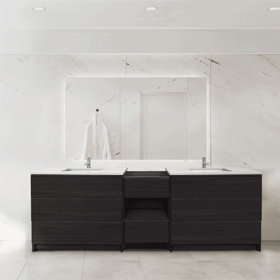 Combinación de lavabo moderno Element de pie de 92" y 102" con encimera de cuarzo