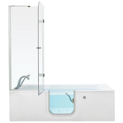 Baignoire à porte allongée Ella avec porte à ouverture vers l’intérieur, paroi de douche en verre transparent et fond antidérapant - 32x72 pouces