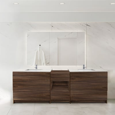 Combinación de lavabo moderno Element de pie de 92" y 102" con encimera de cuarzo -