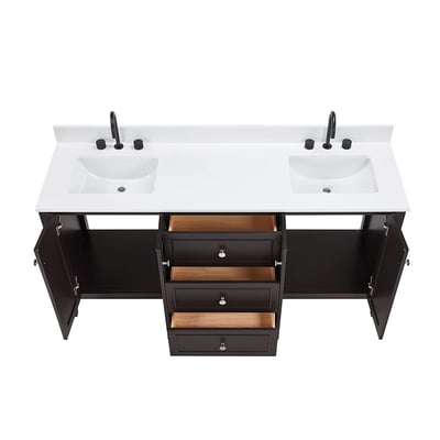 Meuble-lavabo moderne Lille avec plan en quartz blanc massif -