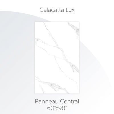 Panneau central de paroi de douche Calacatta Lux 152x249 cm finition marbre blanc avec veines grises