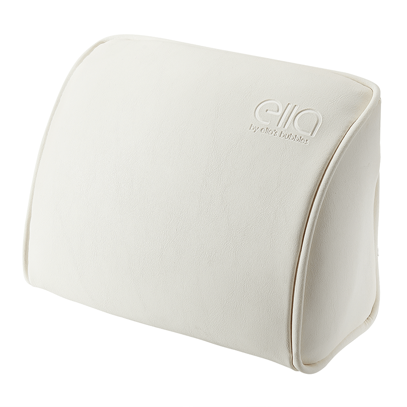 White Ella by Ella's Bubbles headrest pillow with suction cups for walk-in bathtubs on white background