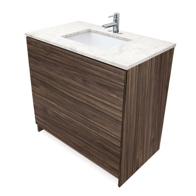 Mueble de baño moderno Element de 36″ con encimera de cuarzo y lavabo bajo encimera -