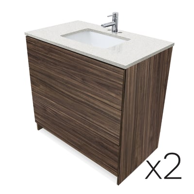 Combinación de lavabo moderno Element de pie de 92" y 102" con encimera de cuarzo -