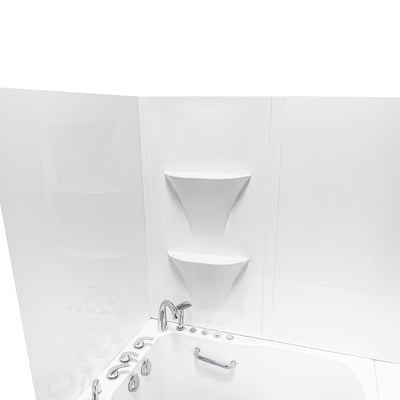 Walk In Tub Wall Surround Kit Solid White Glossy - 2 Shelves -