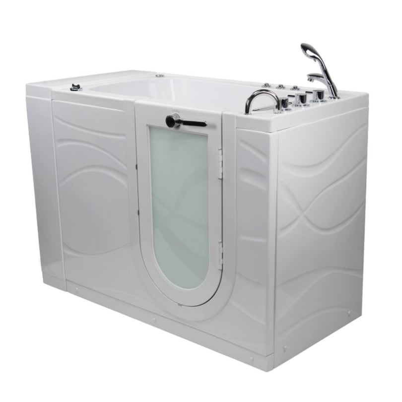 Clearance Item – Handyman’s Special Ella Zen Acrylic Outward Swing Door Walk-In Bathtub, 30″ x 52″ (76 x 132 cm), RH door and drain, serial #0211117