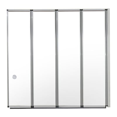4-panel folding tempered glass shower screen with chrome frame for walk-in tubs - clear bi-fold bath enclosure