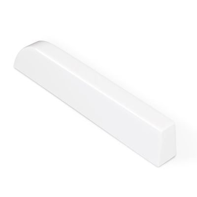 White glossy cultured marble 15-inch wall mount shower shelf with rounded top edge on white background