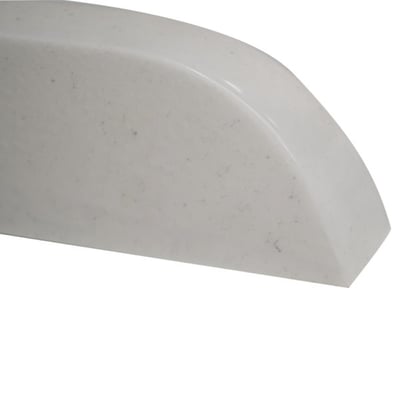 Close-up of Ella cultured marble wall mount shower shelf in Italian Ice gloss finish with rounded edge trim