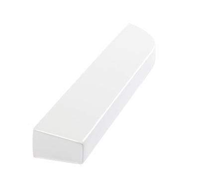 White gloss cultured marble 15-inch subway wall mount shower shelf with smooth rectangular profile and rounded top edge