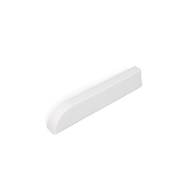 White cultured marble 15-inch wall mount shower shelf with matte finish and curved front edge for accessible bathrooms